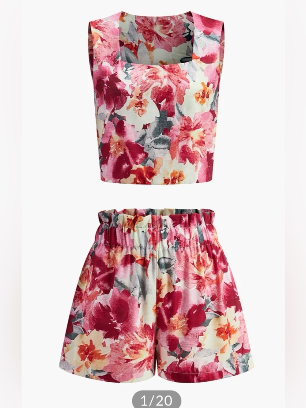 Commense  Floral print sleeveless short set